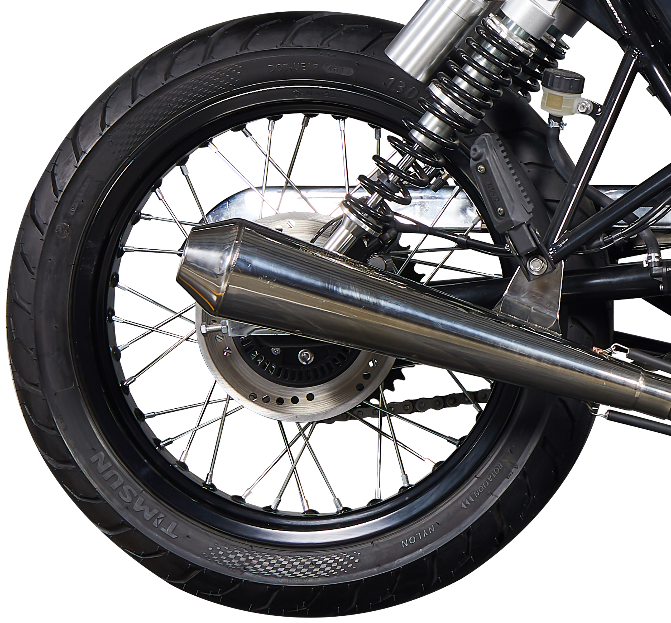 Rear wheel and suspension setup