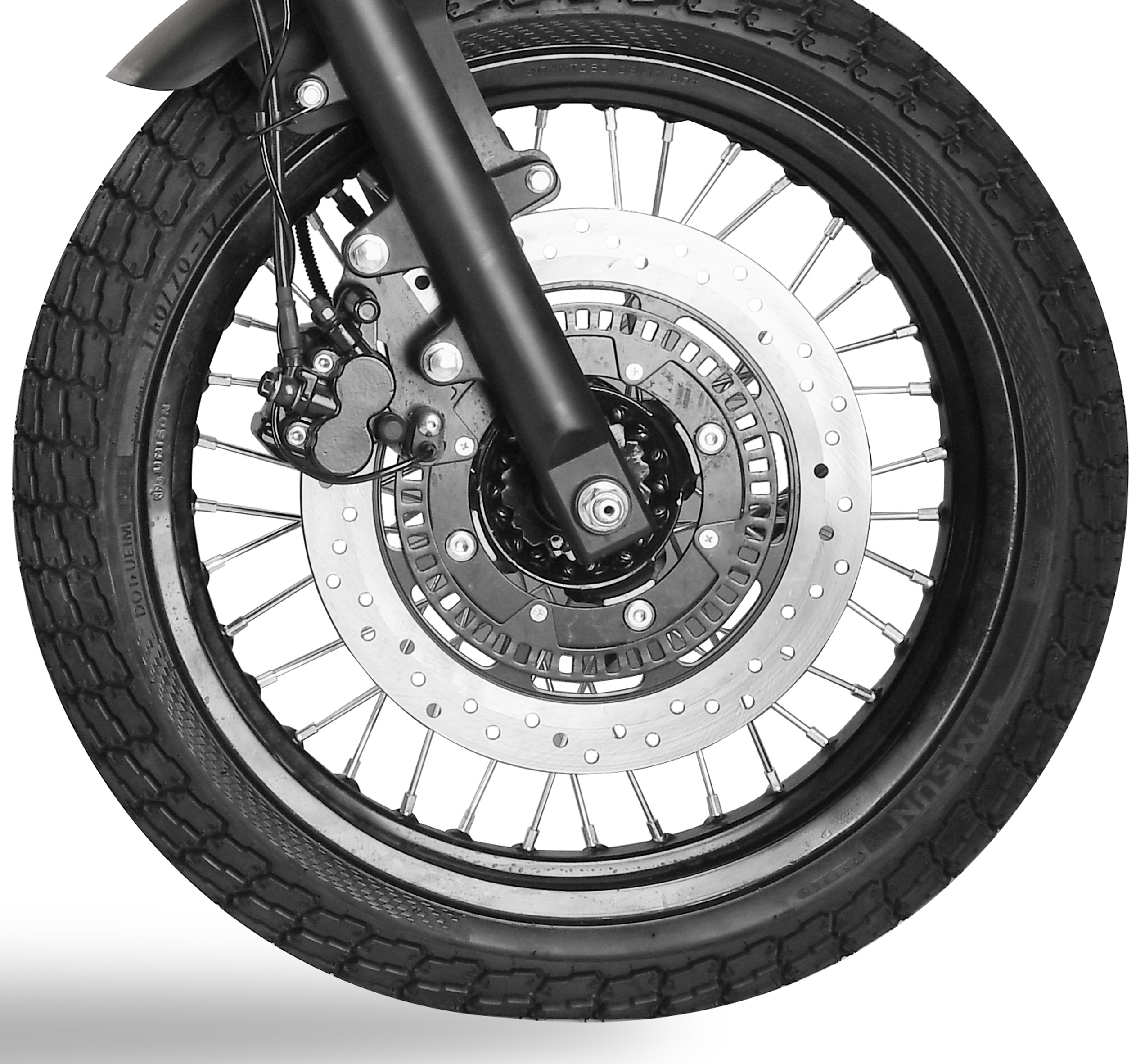 Front wheel and braking assembly