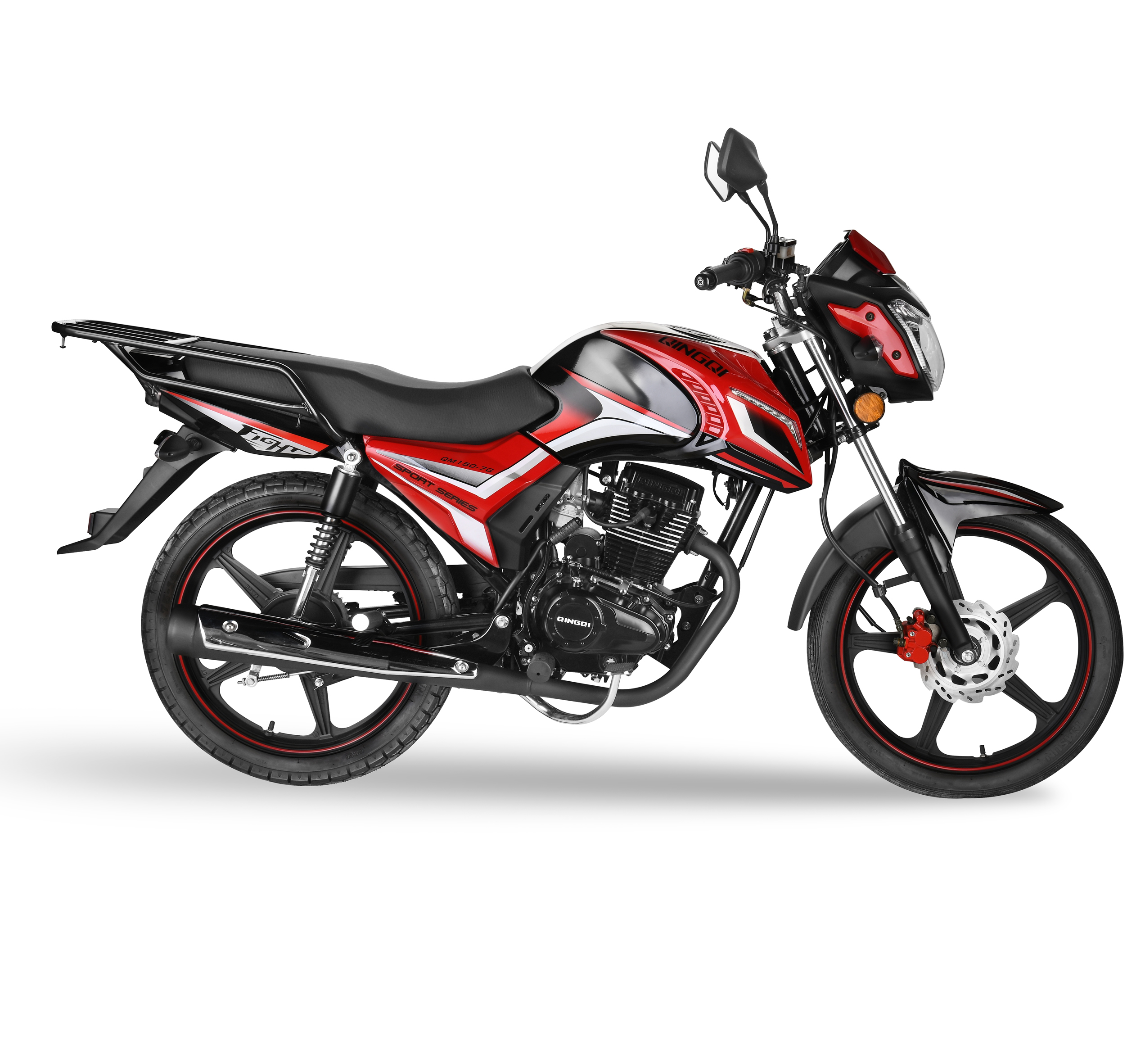 Street motorcycle showing front view and sporty design