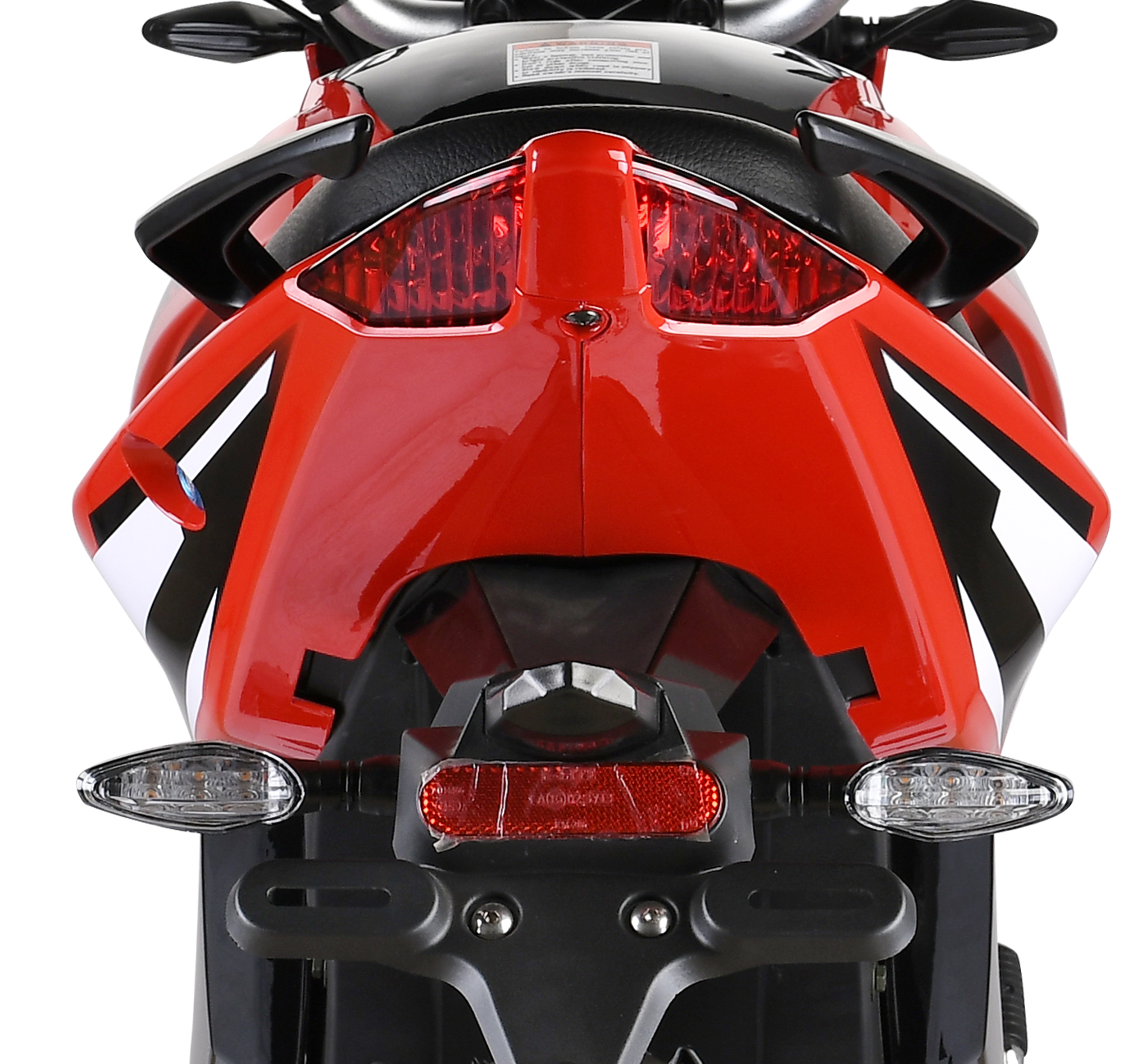 Rear view showing tail light and aerodynamic design