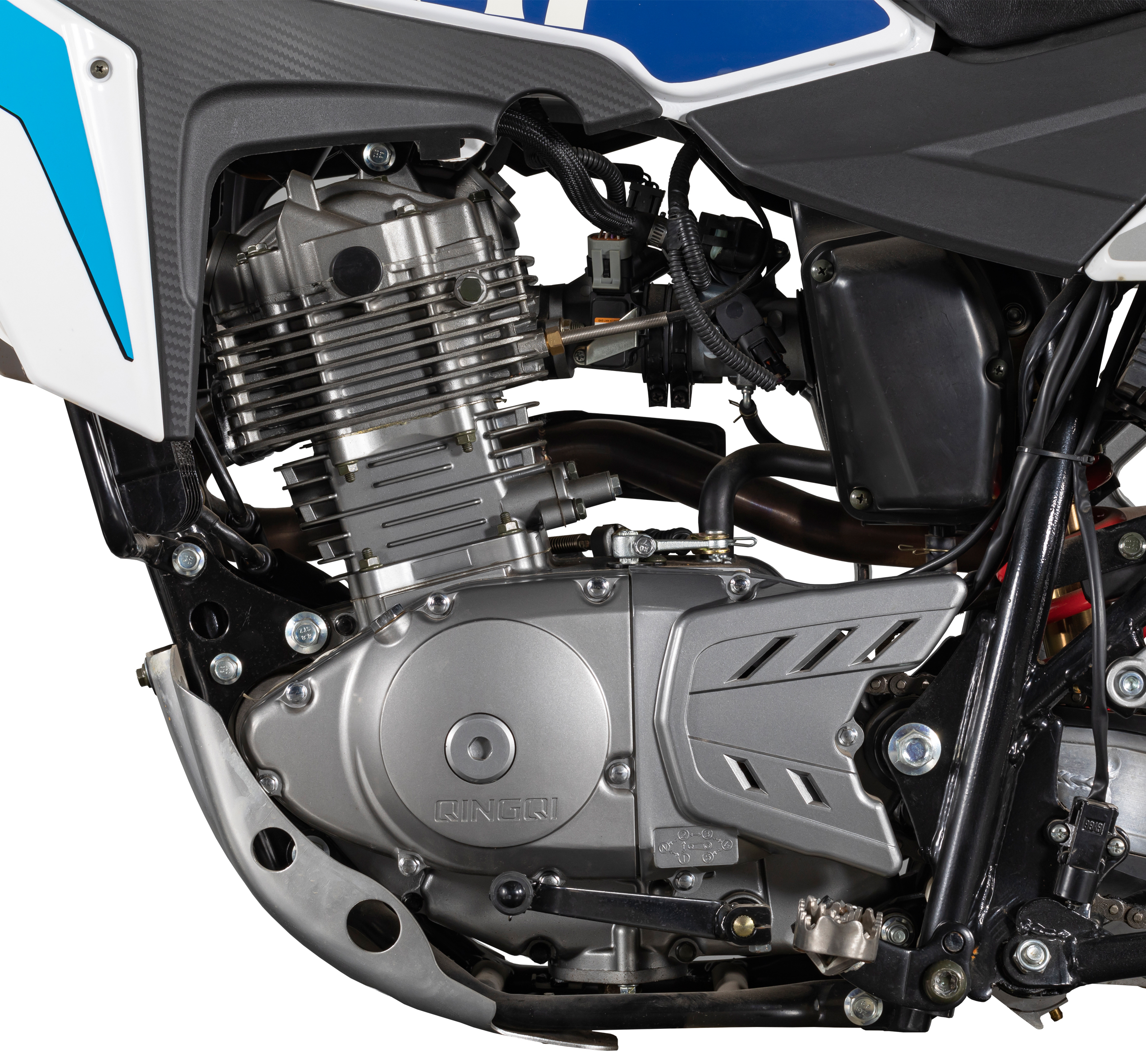 Side profile view of the 200cc off-road motorcycle