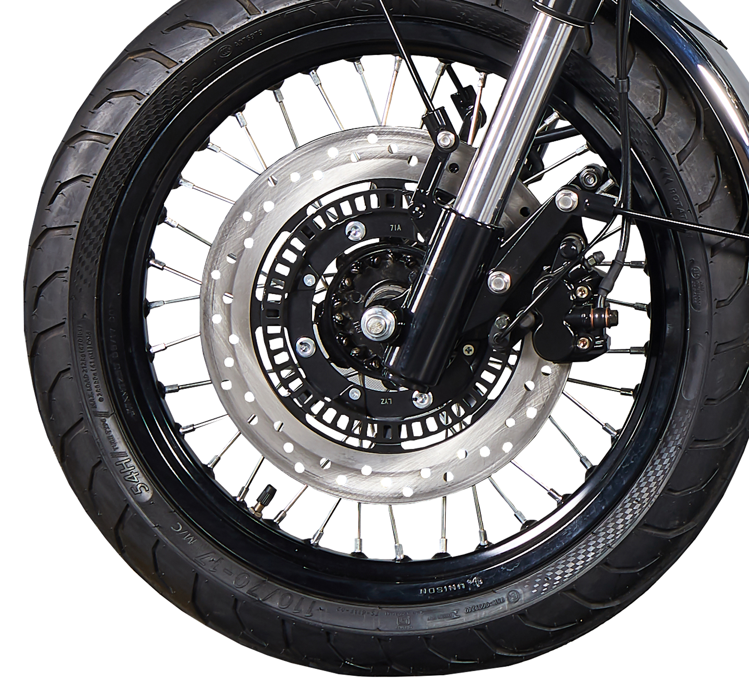 Front wheel assembly with disc brake