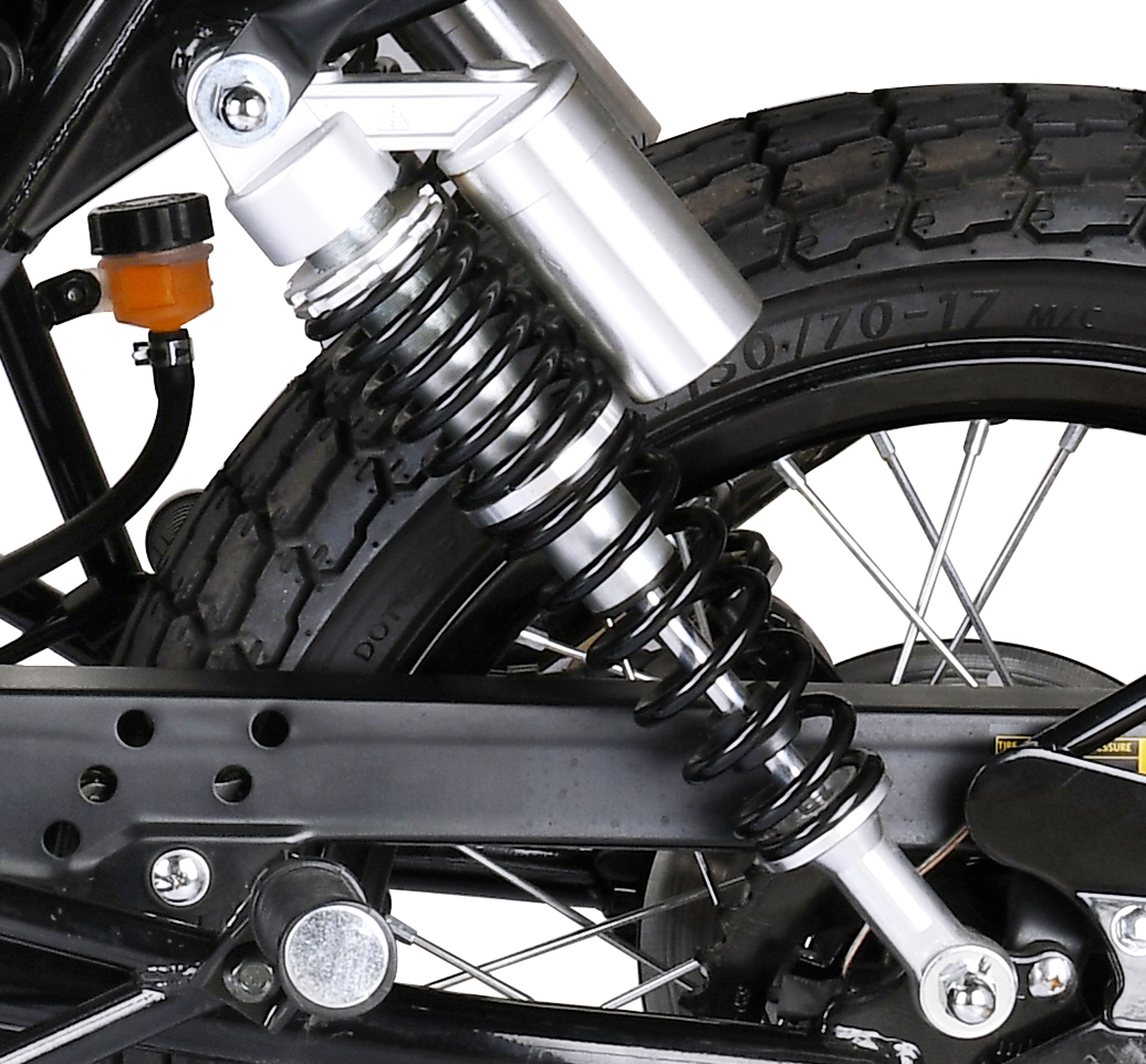 Close up of the rear coil-over suspension system