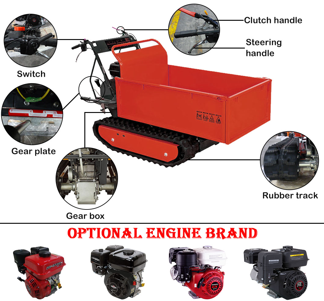 Side view of tracked dumper showing operator controls