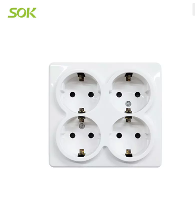 Quadruple Schuko Power Outlet with Shutters