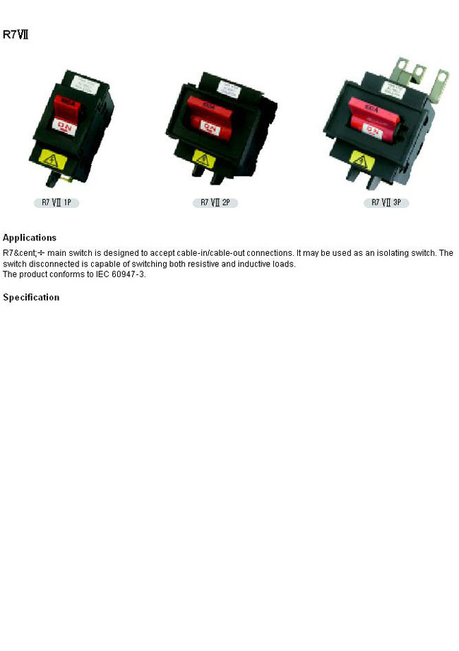 Main Isolating Switch