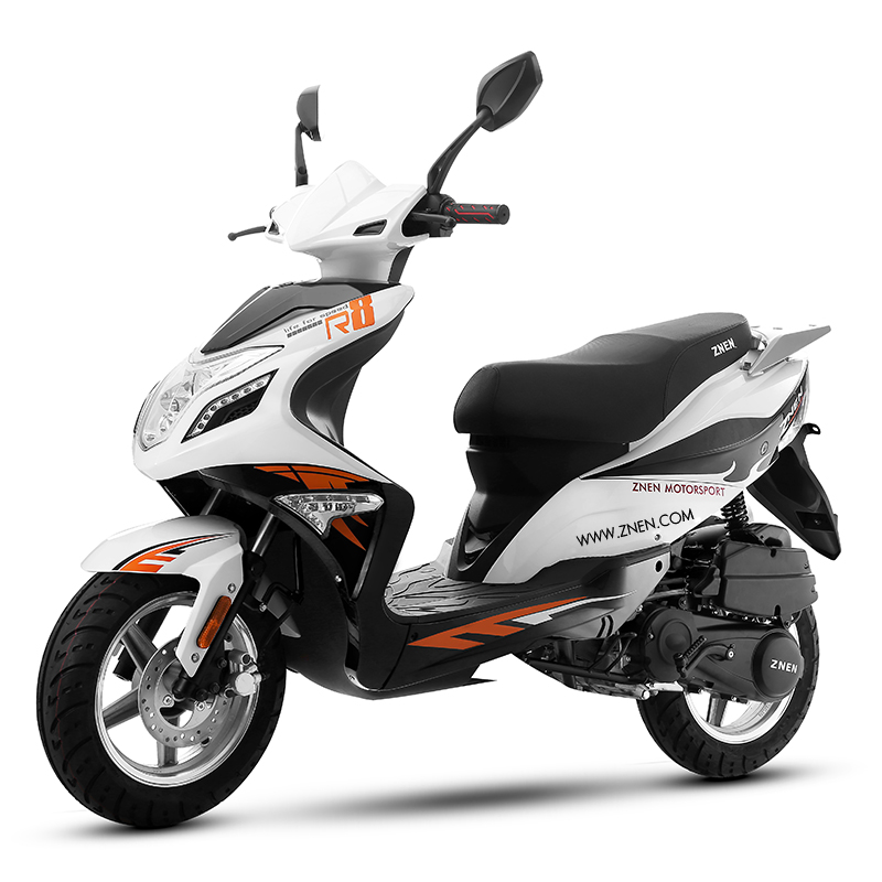Sporty gas scooter profile view