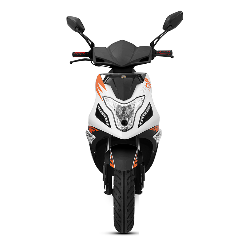 Front view showing LED headlights and sporty bodywork