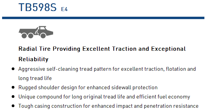 Radial OTR tire tread and sidewall detail