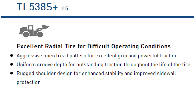 Radial OTR tire tread and technical summary
