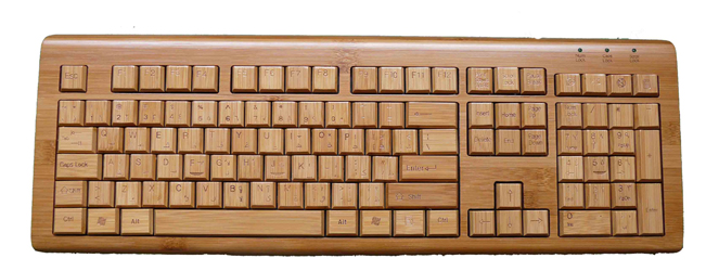 Radiation proof nature green bamboo keyboard with 108 keys (Arabic) - Image 2