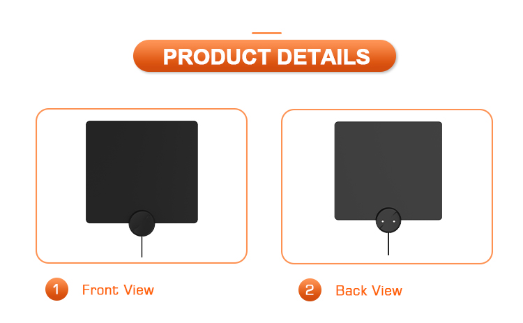 Front and back view of the slim indoor TV antenna