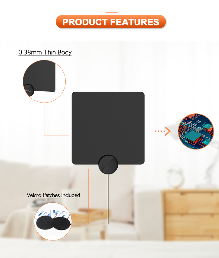 Razor-thin 0.38mm profile of the indoor antenna