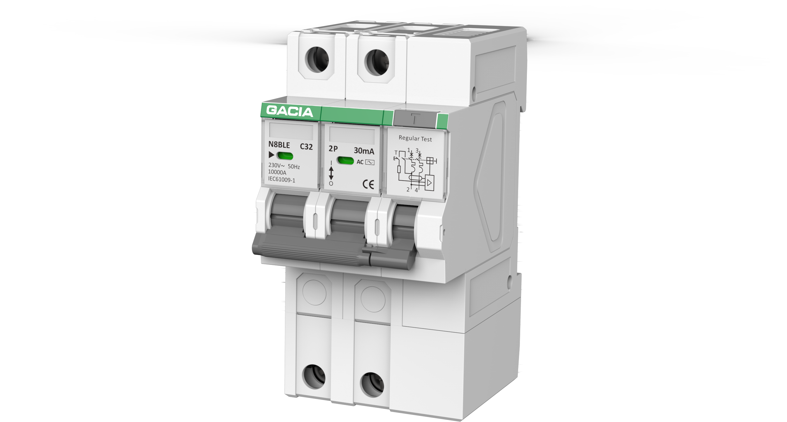 2-Pole Residual Current Circuit Breaker with Overcurrent Protection