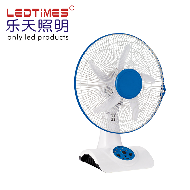 Rechargeable Battery-Powered Table Fan with LED Light