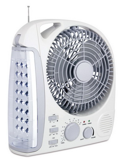 Rechargeable Portable Fan with LED and Radio