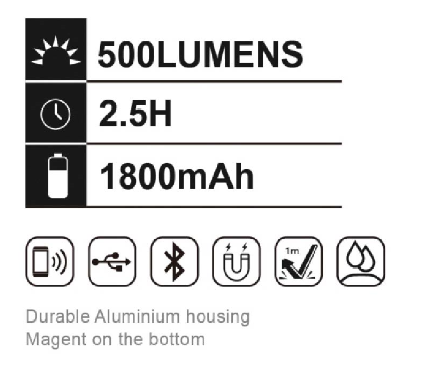 Rechargeable Handheld LED Light with Speaker