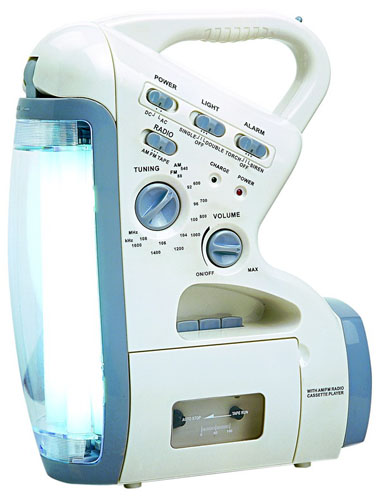 Multifunction Rechargeable Emergency Lantern with AM/FM Radio and Cassette Player