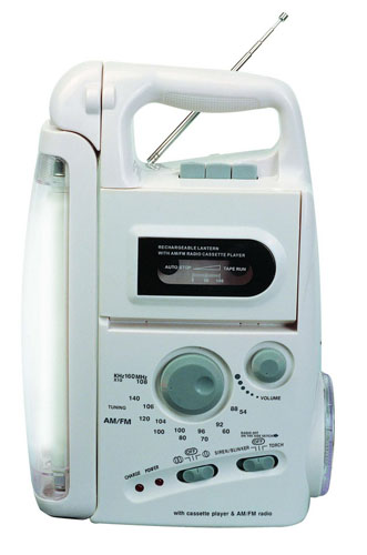 Multifunction Rechargeable Emergency Lantern with AM/FM Radio and Cassette Player