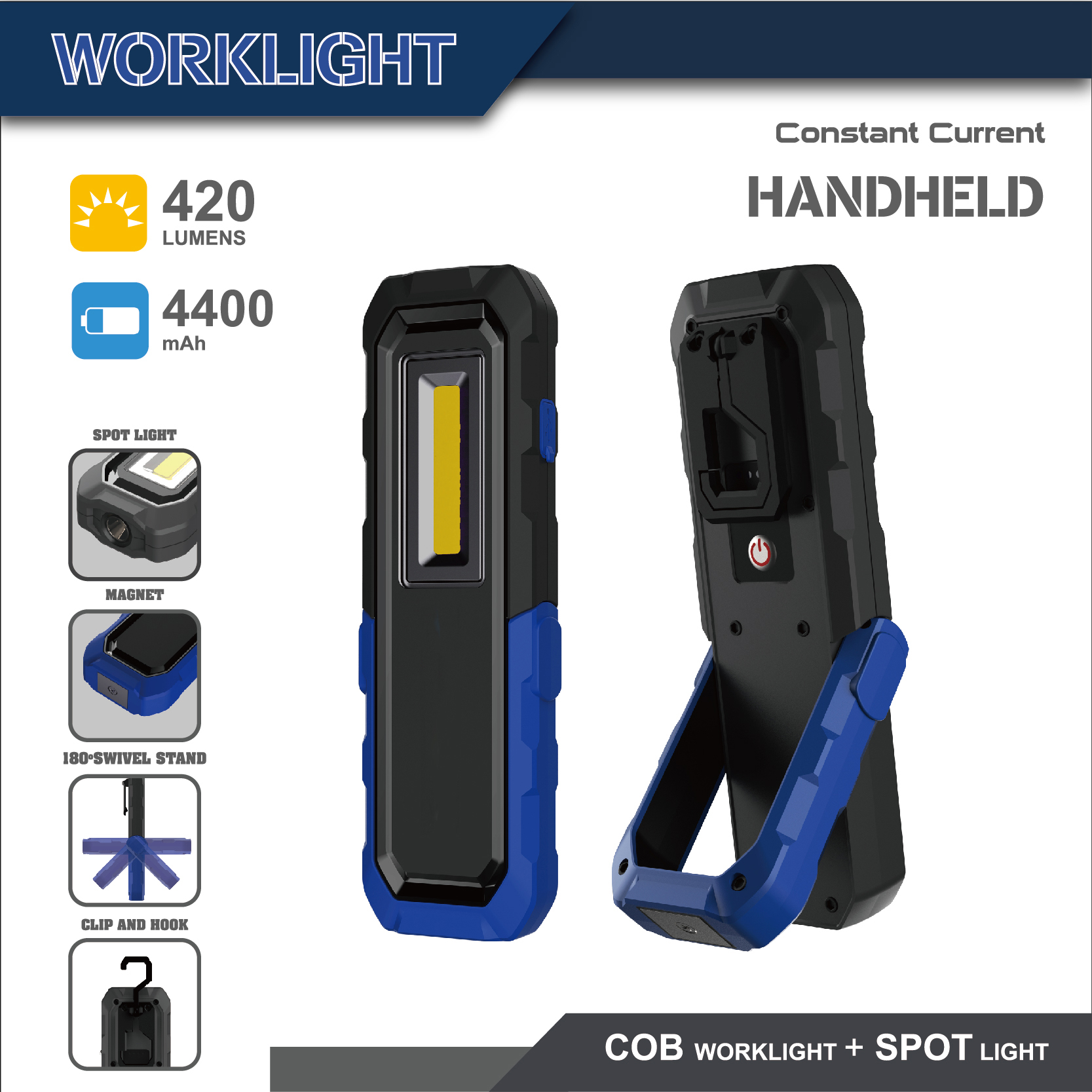 Rechargeable LED Work Light with Swivel Stand