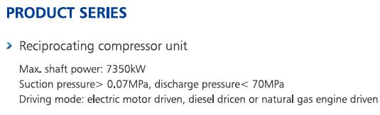 High-performance reciprocating compressor unit diagram showing power and pressure capabilities.