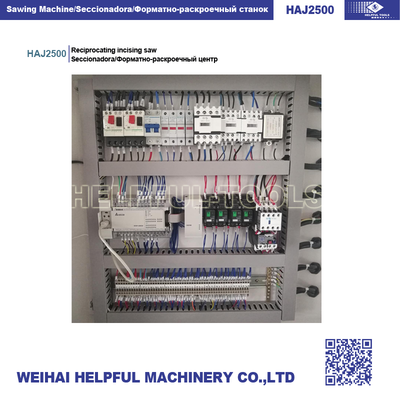 Control panel interface with integrated PLC and electrical components