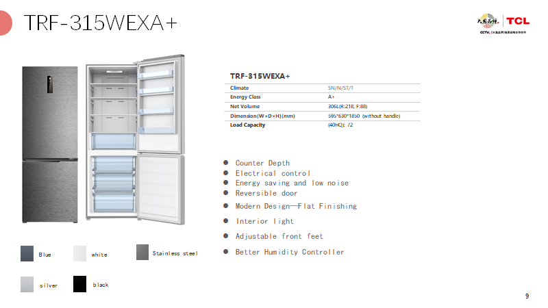 Technical specifications overview for TRF-315WEXA+ model