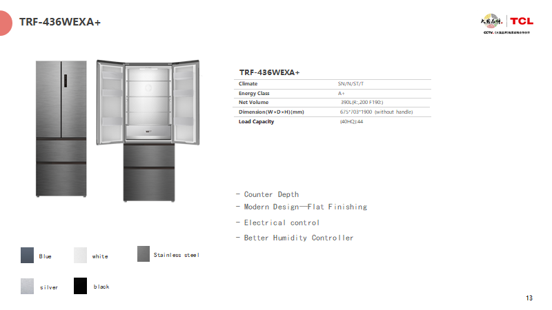 Four-door counter-depth refrigerator with flat finish design
