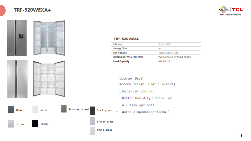 Side-by-side refrigerator design and specifications overview