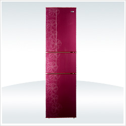 Multi-Door Refrigerator with Floral Pattern