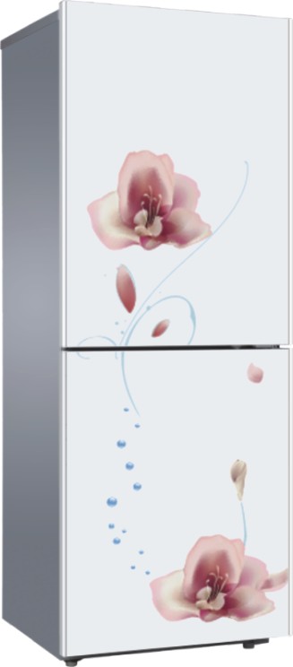 Top-Freezer Refrigerator with Floral Design