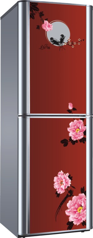 Floral Patterned Two-Door Refrigerator