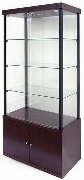 Glass Display Cabinet with Storage Base