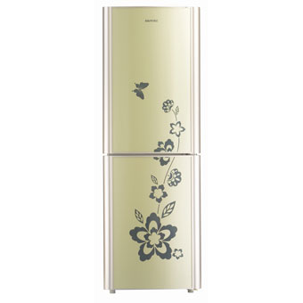 Two-Door Top Freezer Refrigerator with Floral Design