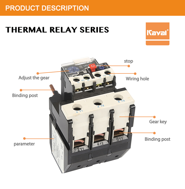 Thermal overload relay showing adjustment gear and wiring terminals