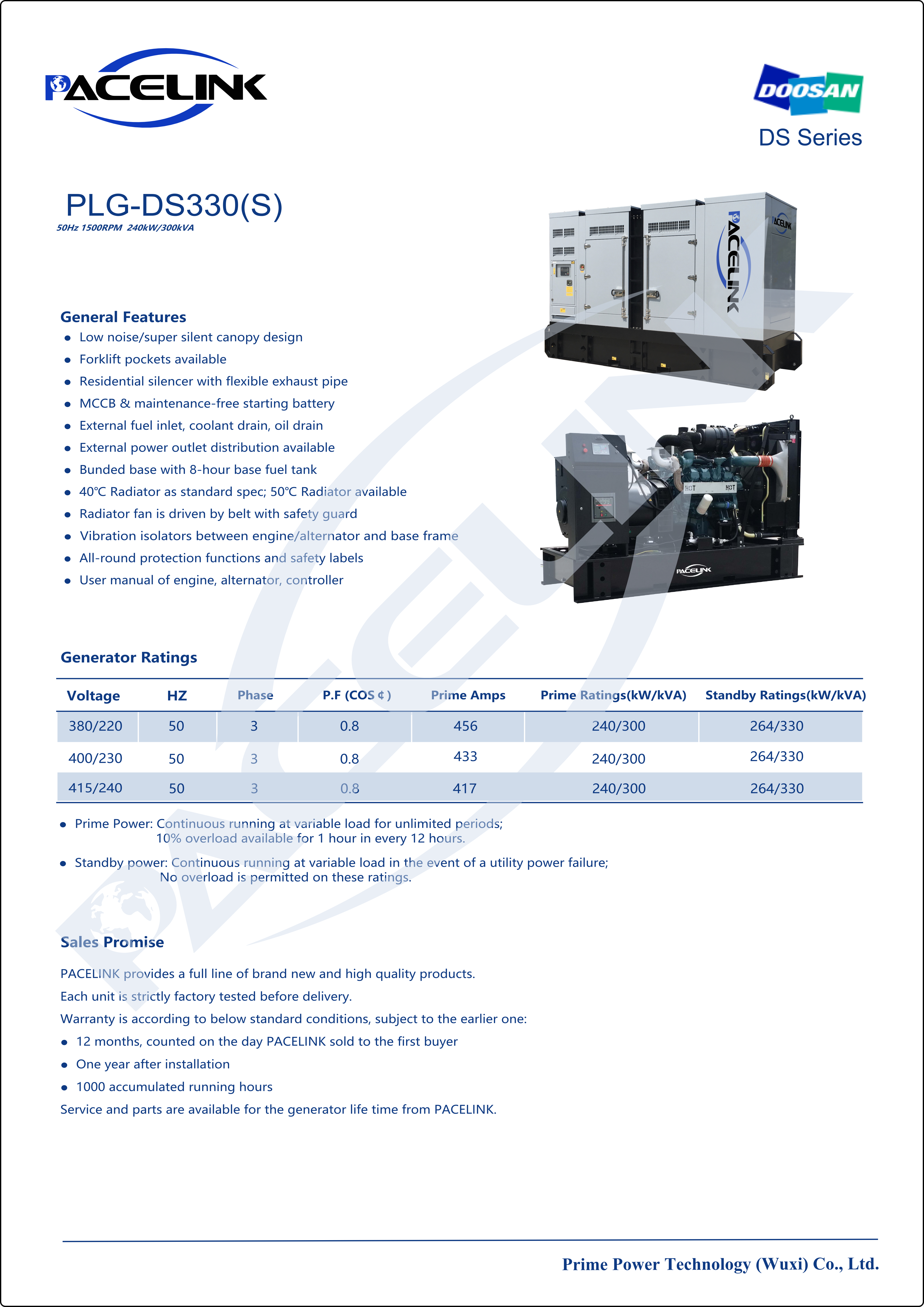 Generator general features and performance ratings