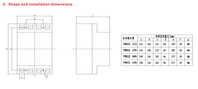 Diagram showing installation dimensions
