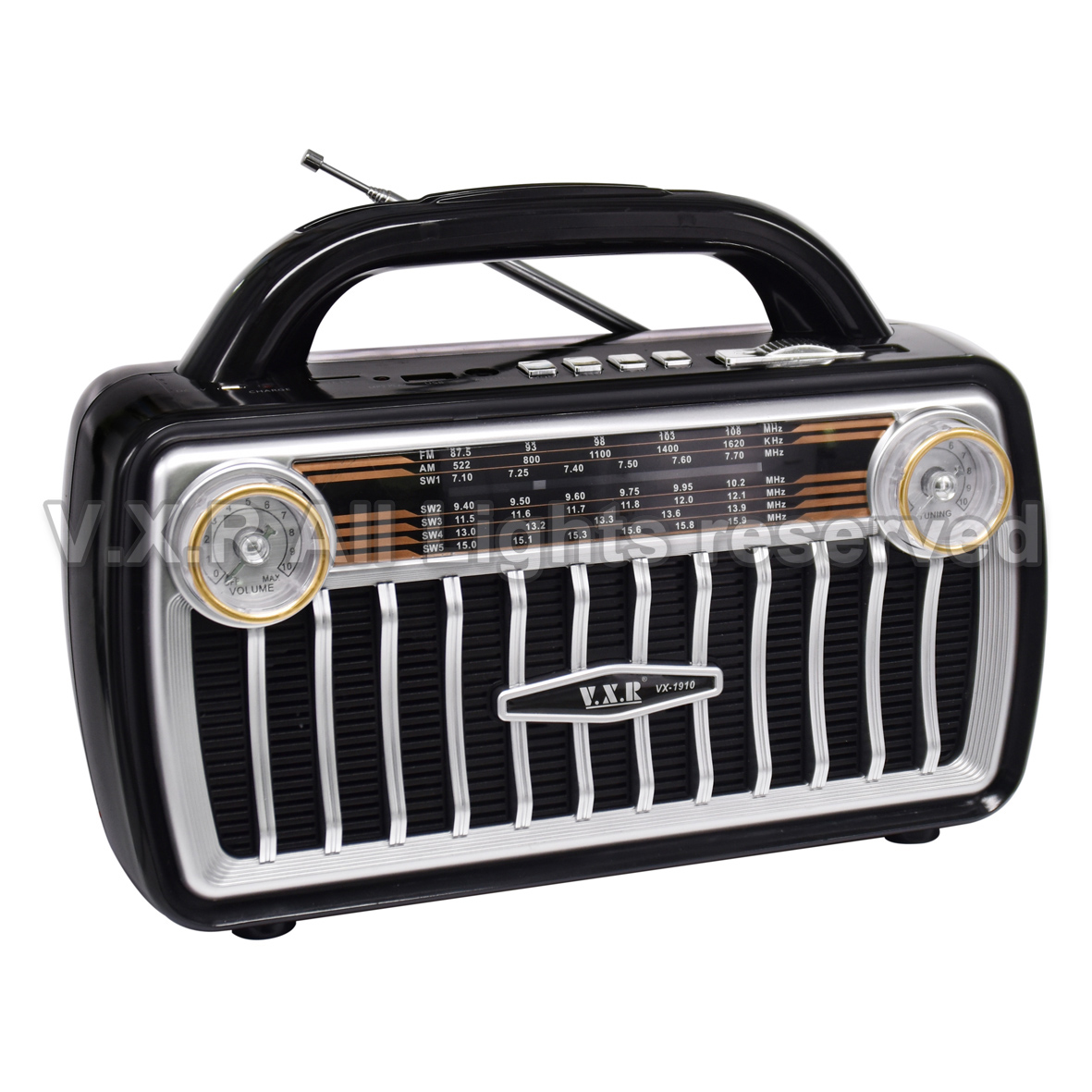 Retro radio player featuring tuning dial and classic aesthetic
