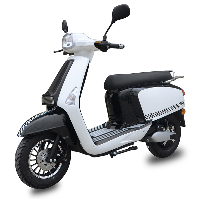 Front left 45-degree view of the retro electric scooter.