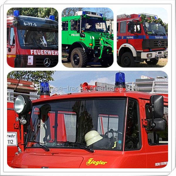Warning beacon mounted on an emergency vehicle