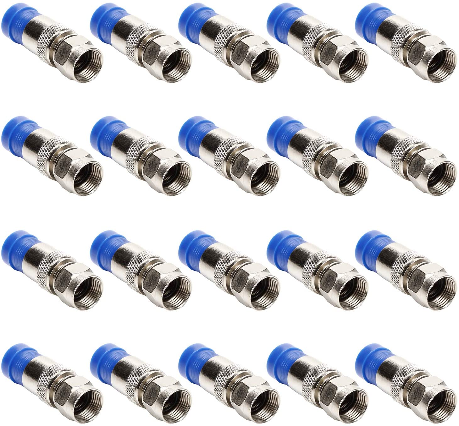RG6 Compression F Type Straight Antenna Cable Connector Coax Adapter Pack of 20 - Image 2
