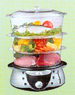 Electric Food Steamer with Three-Tier Design