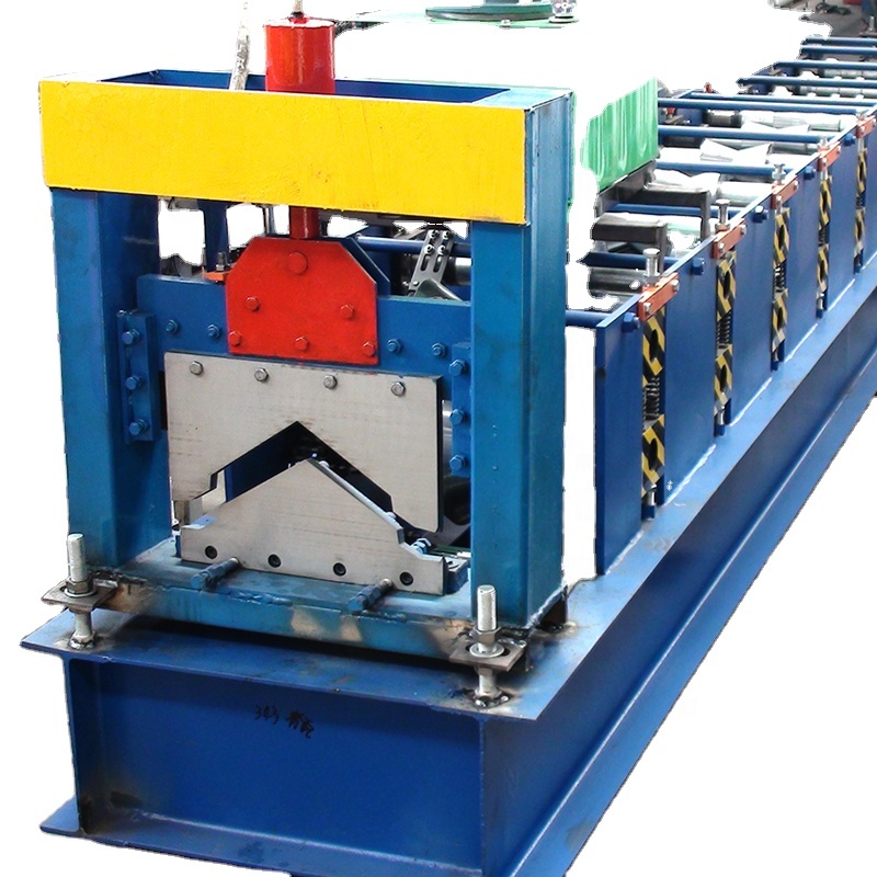 Close up of the roll forming machine cutting mechanism.