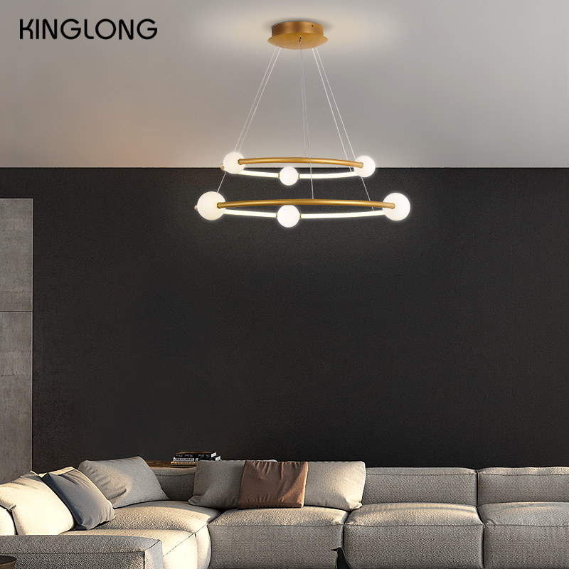 Gold Finish LED Ring Pendant Light with Diffusers