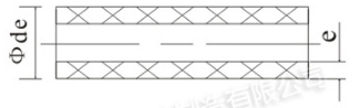 Technical cross-section diagram showing riser pipe dimensions de and wall thickness e.
