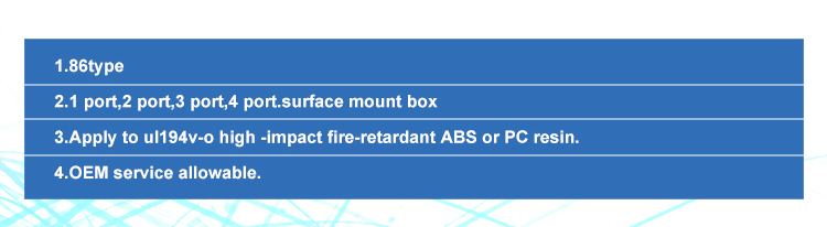 Surface mount faceplate diagrams for 1-4 port options
