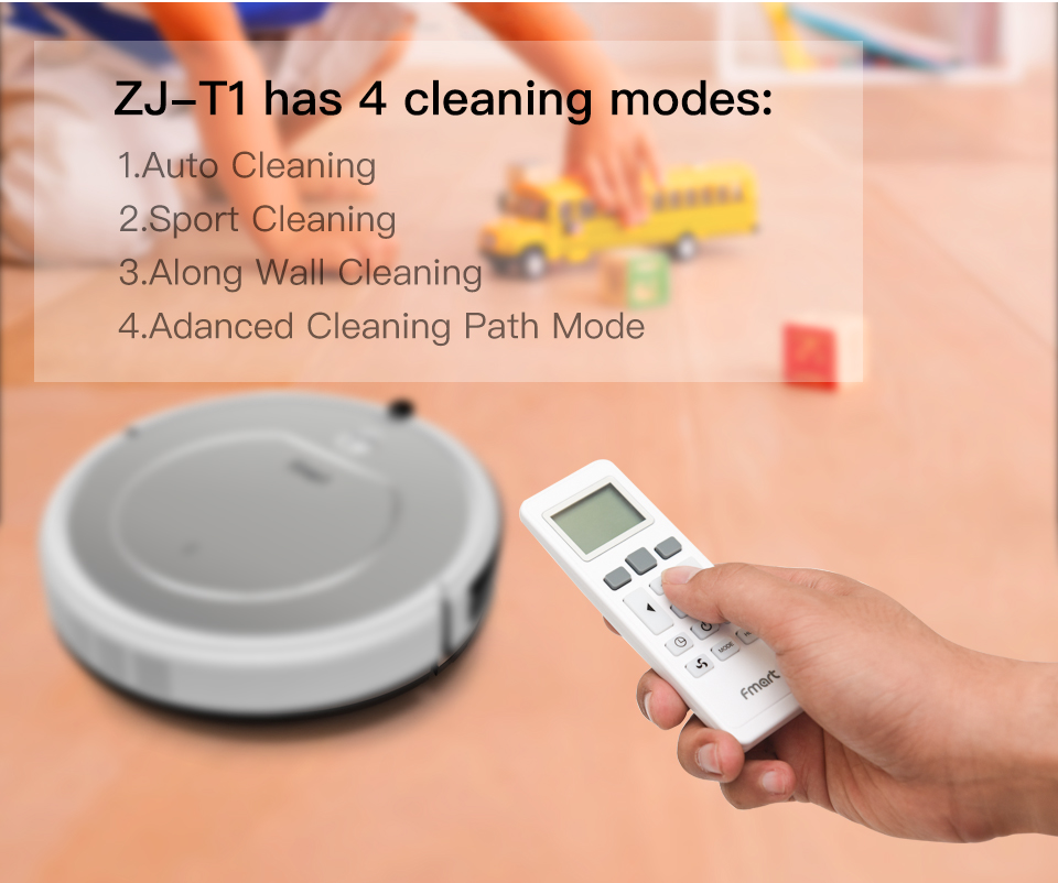 Robot vacuum remote control interface showing 4 modes