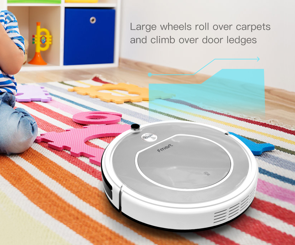 Robot vacuum climbing over a door ledge