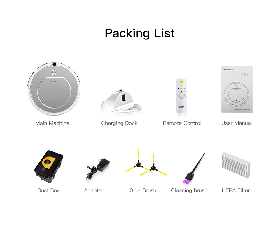 Complete box contents of the robot vacuum
