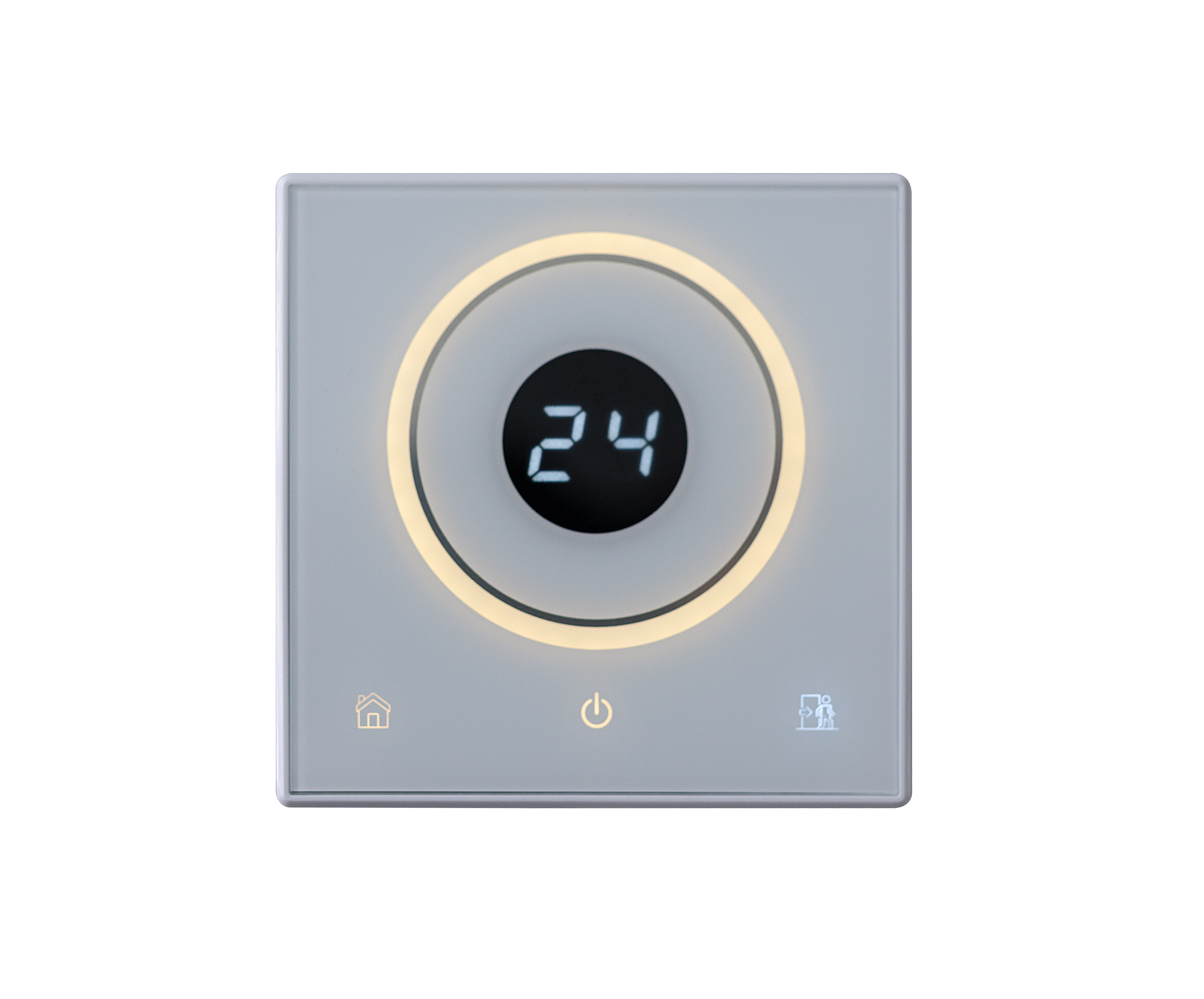 Digital room heating thermostat showing a 24 degree Celsius setting